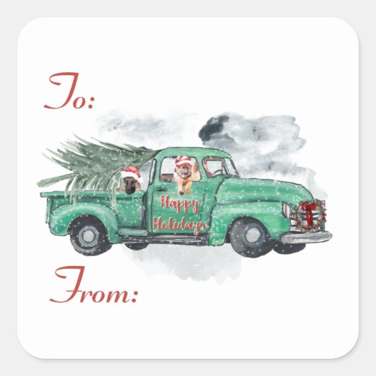 おもしろいジャーマンシェパードホリデーギフトラベル スクエアシール (正面)