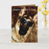 おもしろいジャーマンシェパード母の日のカード カード (黄色い花)