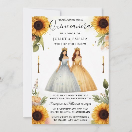 おもしろいジョイリリーツインデュアルジョイントダブルキンセアニェラ 招待状 (正面)