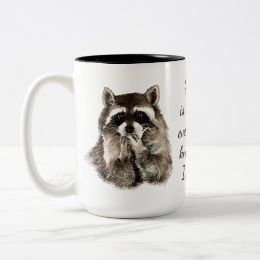 おもしろいジョブ引用文かわいいラクーン動物の仕事 ツートーンマグカップ (左)