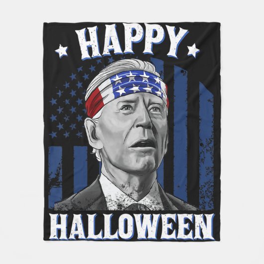 おもしろいジョーバイデン氏ハッピーハローウィン4日のために混乱 フリースブランケット (正面)
