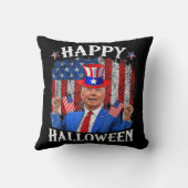 おもしろいジョーバイデン氏ハッピーハローウィンfor7月4日M クッション (裏面)