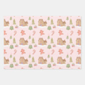 おもしろいジンガーブレッドキャンディタウン冬のシーンパターン ラッピングペーパーシート (正面2)