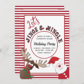 おもしろいジングル&ミングルサンタトナディアホリデーパーティー 招待状 (正面/裏面)