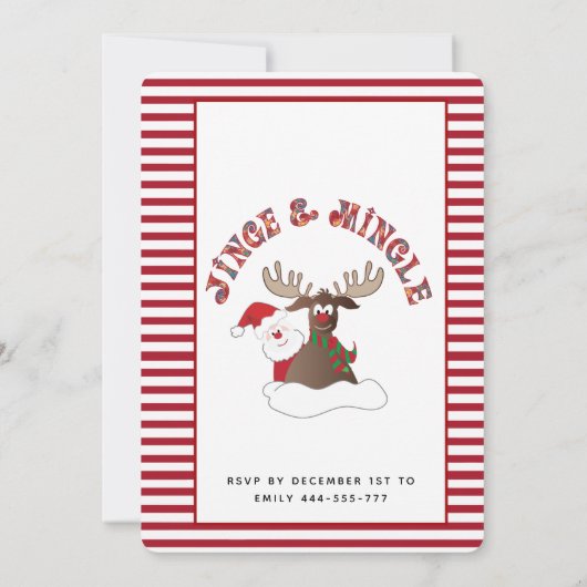 おもしろいジングル&ミングルサンタトナディアホリデーパーティー 招待状 (裏面)