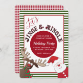 おもしろいジングル&ミングルサンタトナディアホリデーパーティー 招待状 (正面/裏面)