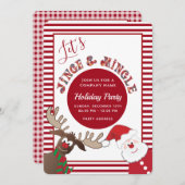 おもしろいジングル&ミングルサンタトナディアホリデーパーティー 招待状 (正面/裏面)