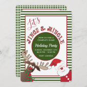おもしろいジングル&ミングルサンタトナディアホリデーパーティー 招待状 (正面/裏面)