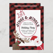 おもしろいジングル&ミングルサンタトナディアホリデーパーティー 招待状 (正面/裏面)