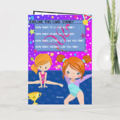 おもしろいジンジャーガールズ体操カラーリングページ誕生日 カード (裏面)