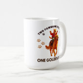 おもしろいジンジャーキャットライディングゴールデンレトリバー_リアル コーヒーマグカップ (正面右)