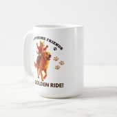 おもしろいジンジャーキャットライディングゴールデンレトリバー_リアル コーヒーマグカップ (正面左)