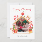 おもしろいジンジャーブレッドハウスクリスマスフォト シーズンカード (正面)