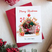 おもしろいジンジャーブレッドハウスクリスマスフォト シーズンカード