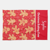 おもしろいジンジャーブレッドマンクッキーカスタムベーキングクルー キッチンタオル (横)