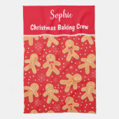 おもしろいジンジャーブレッドマンクッキーカスタムベーキングクルー キッチンタオル (縦)