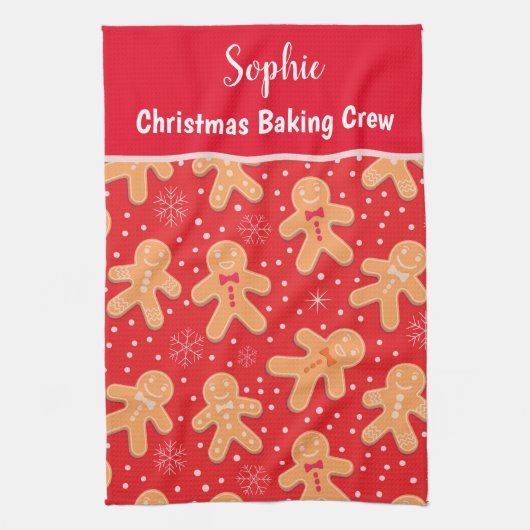 おもしろいジンジャーブレッドマンクッキーカスタムベーキングクルー キッチンタオル (縦)