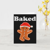 おもしろいジンジャーブレッドマン焼き菓子焼成大人クリスマス カード (黄色い花)
