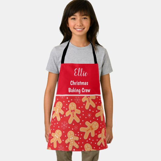 おもしろいジンジャーブレッドマンCookie名前をカスタムする エプロン (インサイチュ)