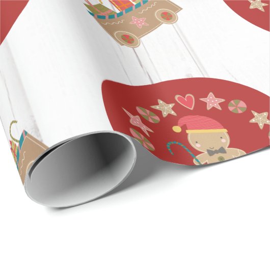 おもしろいジンジャーブレッド素朴クッキースクリプト名 ラッピングペーパー (ロールコーナー)