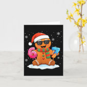 おもしろいジンジャーブレッド6 7 67 アイスクリーム ドリップ クリスマス カード (黄色い花)