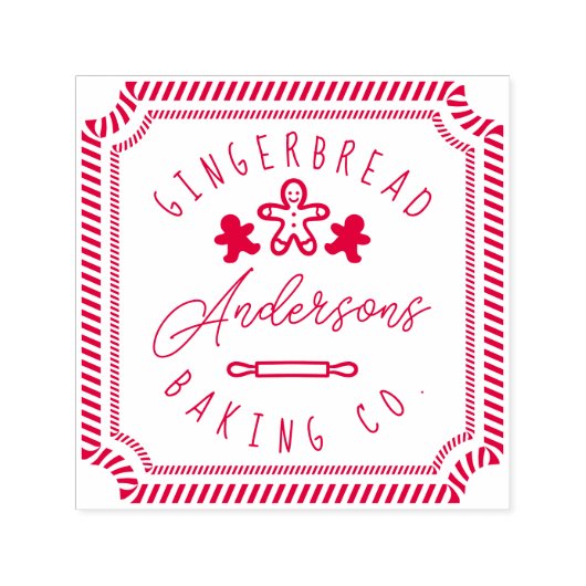 おもしろいジンジャーブレッパーソナライズされたドクッキーファミリー名 セルフインキングスタンプ (デザイン)
