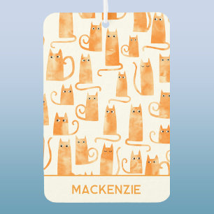 おもしろいジンジャー猫の柄パーソナライズされた カーエアーフレッシュナー