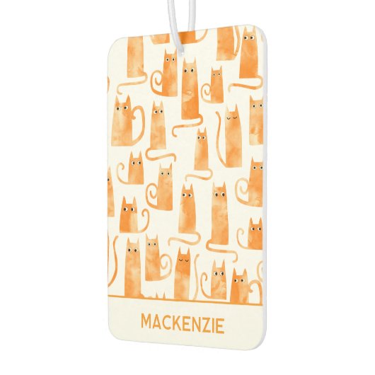 おもしろいジンジャー猫の柄パーソナライズされた カーエアーフレッシュナー (左)