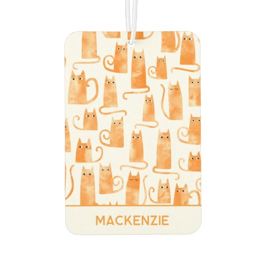 おもしろいジンジャー猫の柄パーソナライズされた カーエアーフレッシュナー (裏面)