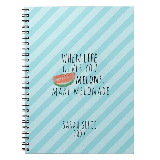 おもしろいスイカメロンデライフ引用文名帳 ノートブック (正面)