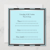 おもしろいスイート16ライトブルーブラックシストライプルバーパーティー 招待状 (裏面)