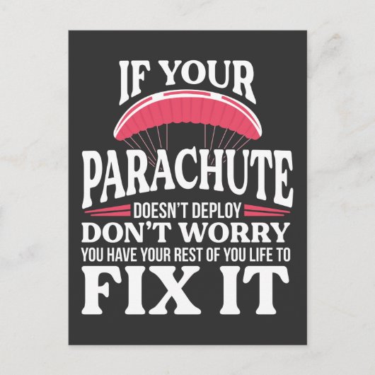 おもしろいスカイダイビングギフト笑わされるスカイダイバーパラシュート ポストカード (正面)