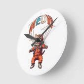 おもしろいスカイダイビング猫 ラウンド壁時計 (傾斜)