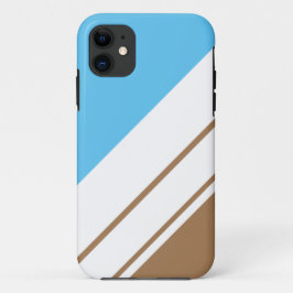 おもしろいスカイブルーモチャダイアゴナルホワイトレーシングストライプズ iPhone 11 ケース