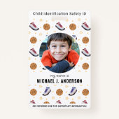 おもしろいスカスタムポーツモダンの写真の子ID バッジ (正面)