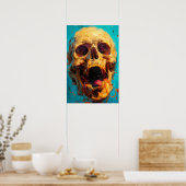 おもしろいスカルは暑さで叫んでいる ポスター (キッチン)