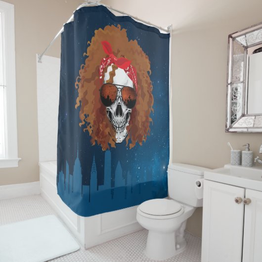 おもしろいスカルインNew York Shower Curtain シャワーカーテン (インサイチュ)