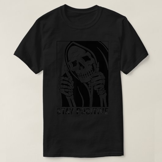 おもしろいスカルステイ前向きスケルトンハロウィーンモティヴ Tシャツ (デザイン正面)
