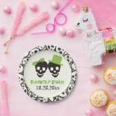 おもしろいスカルハロウィングリーンと結婚ブラック ペーパープレート (パーティー)