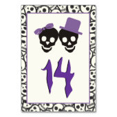 おもしろいスカルハロウィン結婚パープルのテーブル番号 テーブルナンバー (裏面)