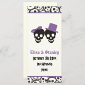 おもしろいスカルハロウィン結婚パープルのメニューカード メニュー (正面/裏面)