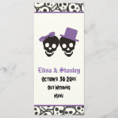 おもしろいスカルハロウィン結婚パープルのメニューカード メニュー (正面)