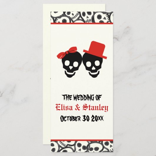 おもしろいスカルハロウィーンレッドウェディングプログラム プログラム (正面/裏面)