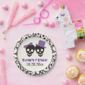 おもしろいスカルハロウィーン紫と黒結婚の ペーパープレート (パーティー)