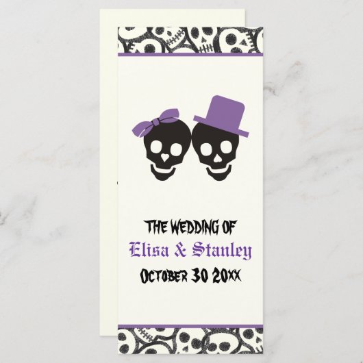 おもしろいスカルハロウィーン紫の結婚式プログラム プログラム (正面/裏面)