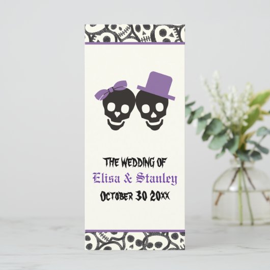 おもしろいスカルハロウィーン紫の結婚式プログラム プログラム (スタンド正面)