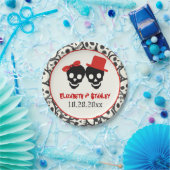 おもしろいスカルハロウィーン赤と結婚黒 ペーパープレート (パーティー)