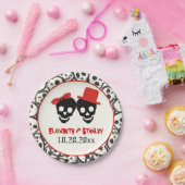 おもしろいスカルハロウィーン赤と結婚黒 ペーパープレート (パーティー)