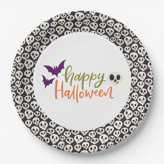 おもしろいスカルハローウィンパーティ紙プレート ペーパープレート (正面)
