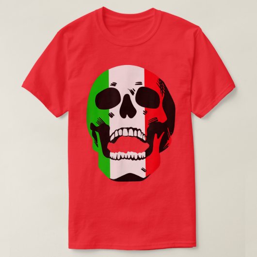 おもしろいスカル付きイタリア国旗Tシャツ Tシャツ (デザイン正面)